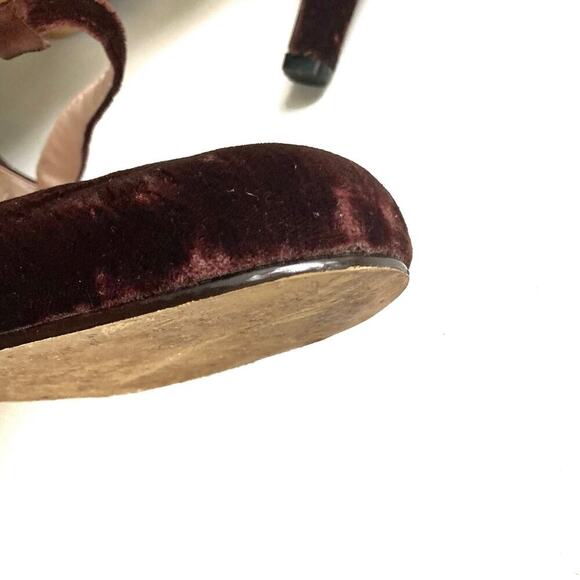 Rebecca Taylor Velvet Mary Jane Heels with Bow Romantic Fall Holiday Party Pumps - Picture 14 of 16